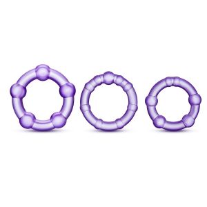 Набор из 3 фиолетовых эрекционных колец Stay Hard Beaded Cockrings
