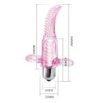 Розовый вибромассажер с щёточкой и петлями для пальцев Vibro Finger