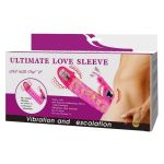 Розовая насадка на фаллос с вибрацией Ultimate Love Sleeve - 13 см.