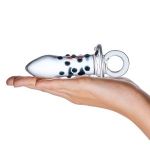 Прозрачная пробка из стекла с черными пупырышками Pacifier