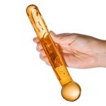 Золотистый стеклянный фаллоимитатор Tickler - 19 см.