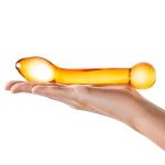Золостистый стеклянный стимулятор простаты Honey Dripper - 17 см.