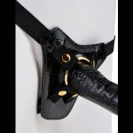 Чёрный с золотом женский страпон Designer Strap-On