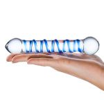 Прозрачный фаллос с голубой спиралью Spiral Dildo - 17 см.