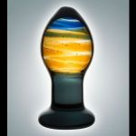 Красивая стеклянная пробка с цветными разводами - 9 см.