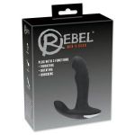 Черный вибромассажер простаты с функцией римминга Plug with Perineum Stimulator - 16,6 см.
