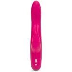 Розовый перезаряжаемый вибратор Rabbit Slimline Curve Rechargeable - 24 см.