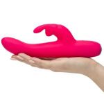 Розовый перезаряжаемый вибратор Rabbit Slimline Curve Rechargeable - 24 см.
