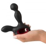 Черный вибромассажер простаты с нагревом и ротацией Prostate Plug - 14,5 см.