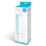 Прозрачный ребристый двусторонний стимулятор Ribbed G-Spot - 30 см.