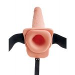 Телесный полый страпон с имитацией эякуляции 7.5  Hollow Squirting Strap-On with Balls - 21,6 см.