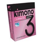 Презервативы KIMONO с ароматом сакуры - 3 шт.