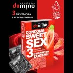 Презервативы для орального секса DOMINO Sweet Sex с ароматом клубничного коктейля  - 3 шт.