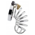 Серебристый мужской пояс верности Sinner Metal Chastity Cage
