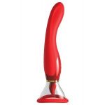 Красный двухсторонний вибростимулятор Ultimate Pleasure 24K Gold Luxury Edition - 25 см.