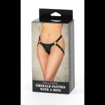 Изумрудные трусики с кольцом под насадки и замшевыми ремешками Emerald Panties With A Ring