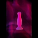 Розовая, светящаяся в темноте анальная втулка Cain Glow - 10 см.