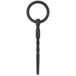 Черный уретральный плаг Silicone Penis Plug With Pull Ring - 13,5 см.