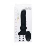 Черный фрикционный вибратор Silicone Vibrating & Thrusting Plug with Remote Control - 17,1 см.