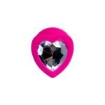 Розовая анальная втулка Diamond Heart с прозрачным кристаллом - 8 см.