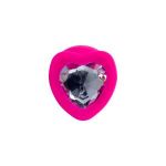 Розовая анальная втулка Diamond Heart с прозрачным кристаллом - 9,5 см.