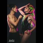 Черный ошейник с поводком Kinky