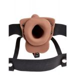 Кофейный перезаряжаемый вибрострапон 6  Hollow Rechargeable Strap-On Remote - 17,5 см.