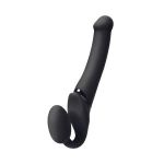 Черный безремневой вибрострапон Silicone Bendable Strap-On - size M