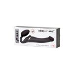 Черный безремневой вибрострапон Silicone Bendable Strap-On - size M