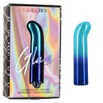 Голубой изогнутый мини-вибромассажер Glam G Vibe - 12 см.