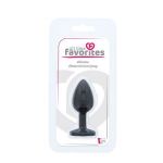 Черная гладкая анальная пробка с розовым кристаллом Silicone Diamond Plug - 7 см.