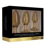 Набор из 3 золотистых анальных пробок Acrylic Goldchip Butt Plug Set