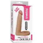 Телесная вибронасадка для двойного проникновения The Ultra Soft Double-Vibrating - 15,8 см.