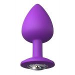 Фиолетовая анальная пробка со стразом Her Little Gem Large Plug - 9,5 см.