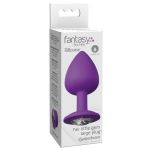 Фиолетовая анальная пробка со стразом Her Little Gem Large Plug - 9,5 см.