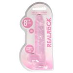 Розовый фаллоимитатор Realrock Crystal Clear 8 inch - 21 см.