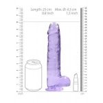 Фиолетовый фаллоимитатор Realrock Crystal Clear 9 inch - 25 см.