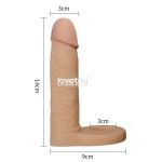 Телесная насадка The Ultra Soft Double для двойного проникновения - 14 см.