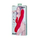 Красный вибратор Redli с двигающейся головкой - 21 см.