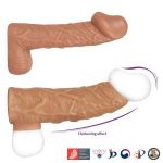 Телесная открытая насадка-реалистик с подхватом мошонки Nude Sleeve M - 12 см.