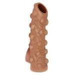 Телесная насадка с бугорками и открытой головкой Nude Sleeve L - 14 см.