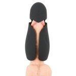 Черный силиконовый вибромастурбатор с нагревом Masturbator with 2 Functions