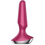Малиновая анальная пробка с вибрацией Satisfyer Plug-ilicious 2 - 14 см.