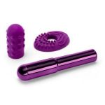 Фиолетовый жезловый вибратор Le Wand Grand Bullet с двумя нежными насадками
