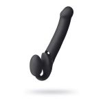 Черный безремневой вибрострапон Vibrating Bendable Strap-On - size L