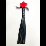 Черная кожаная плеть с красной лаковой розой в рукояти - 40 см.
