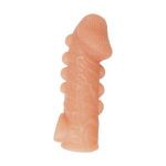 Телесная закрытая насадка с шишечками Cock Sleeve 008 Size L - 17,6 см.