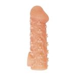 Телесная закрытая насадка с пучками шишечек Cock Sleeve 009 Size M - 15,6 см.