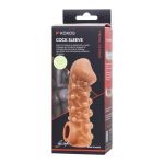 Телесная закрытая насадка с шариками Cock Sleeve 010 Size M - 15,6 см.
