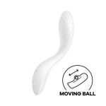 Белый вибромассажер Rrrolling Pleasure с движущимся шариком - 23 см.